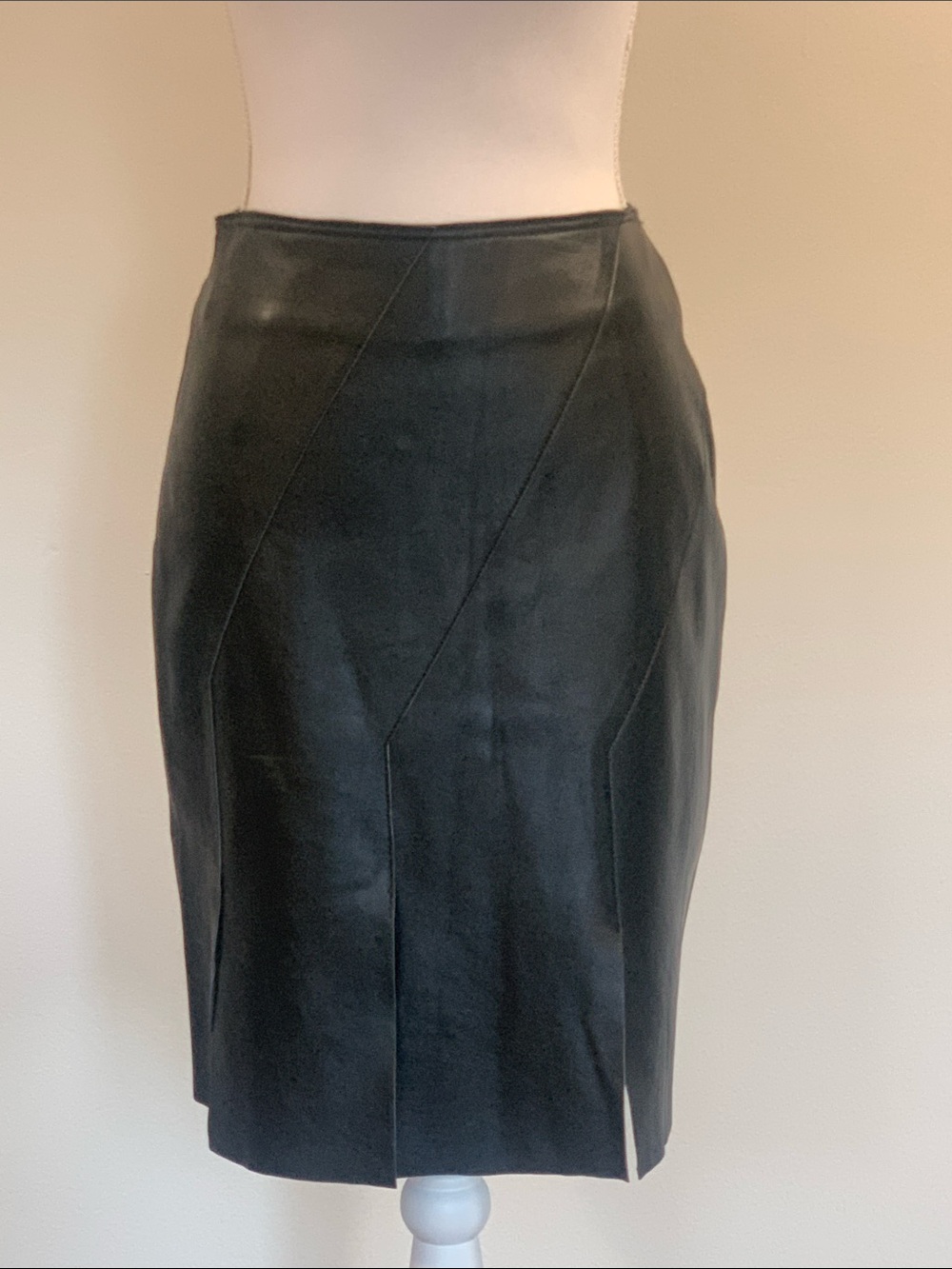 Paolo Santini Black Leather Skirt Sz 6